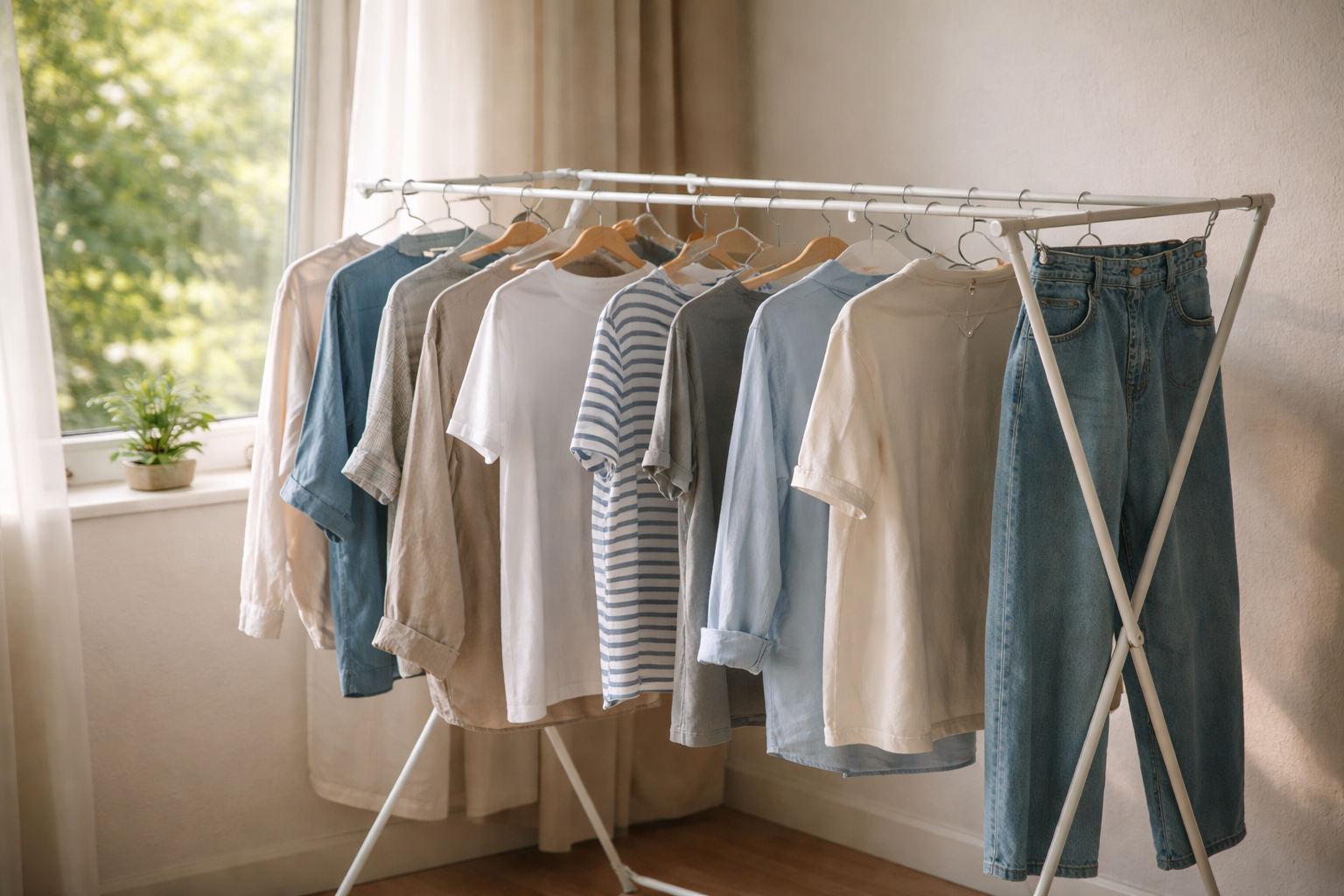 air drying clothes indoors without a dryer