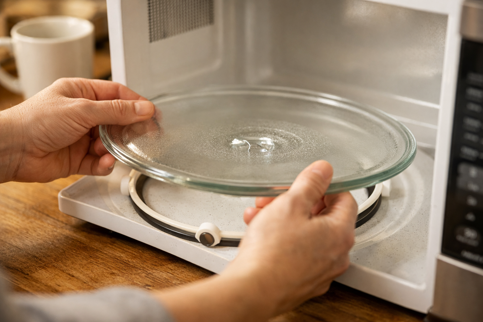 Inspecting microwave turntable and roller ring for proper alignment