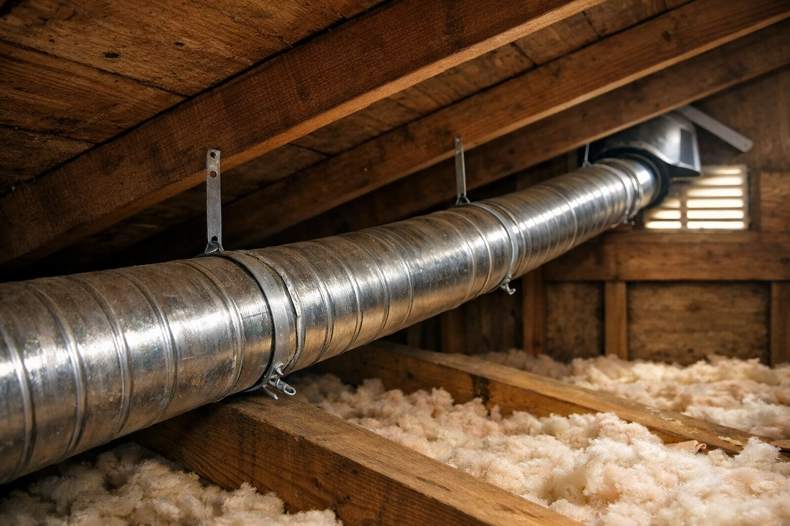 Long dryer vent run through attic space