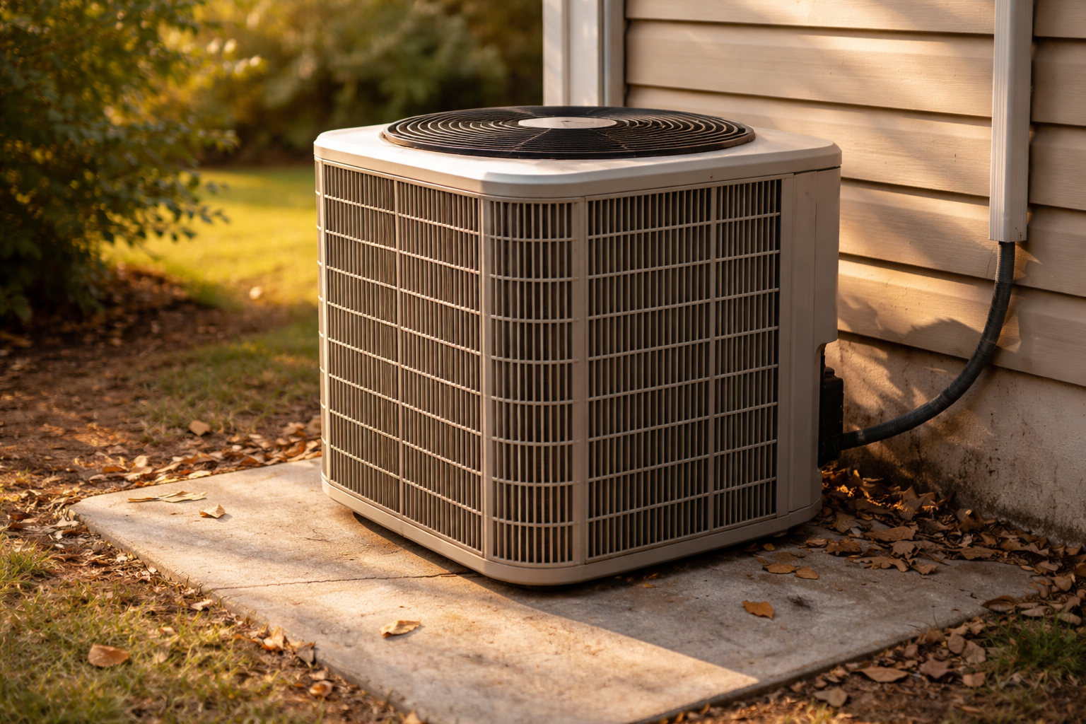 outdoor air conditioner unit releasing heat from home
