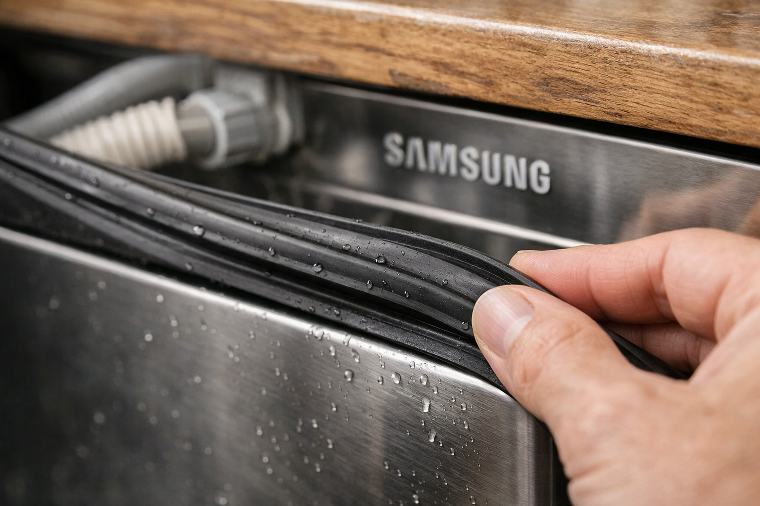 checking samsung dishwasher door gasket and water inlet connection