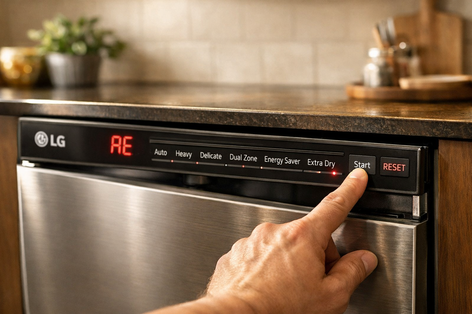 resetting lg dishwasher after AE error troubleshooting