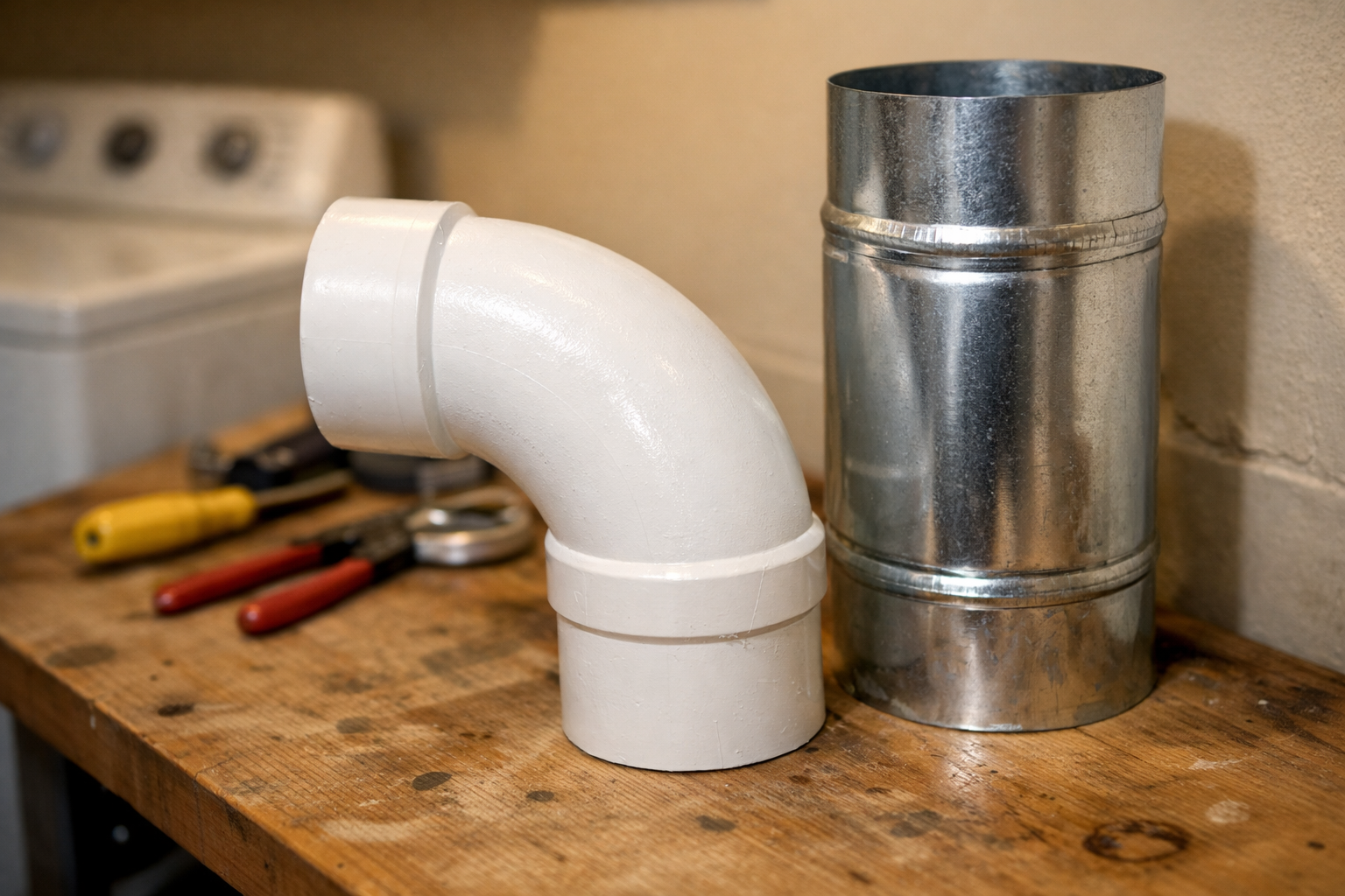 PVC pipe compared to metal dryer vent duct