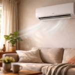 modern home air conditioner cooling room with natural sunlight