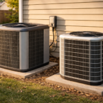 heat pump vs air conditioner outdoor units side by side