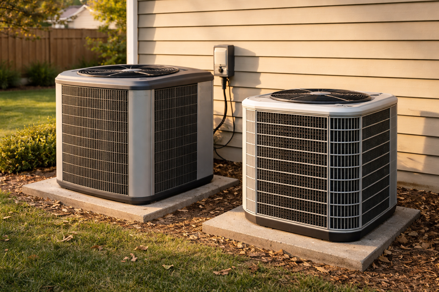 heat pump vs air conditioner outdoor units side by side