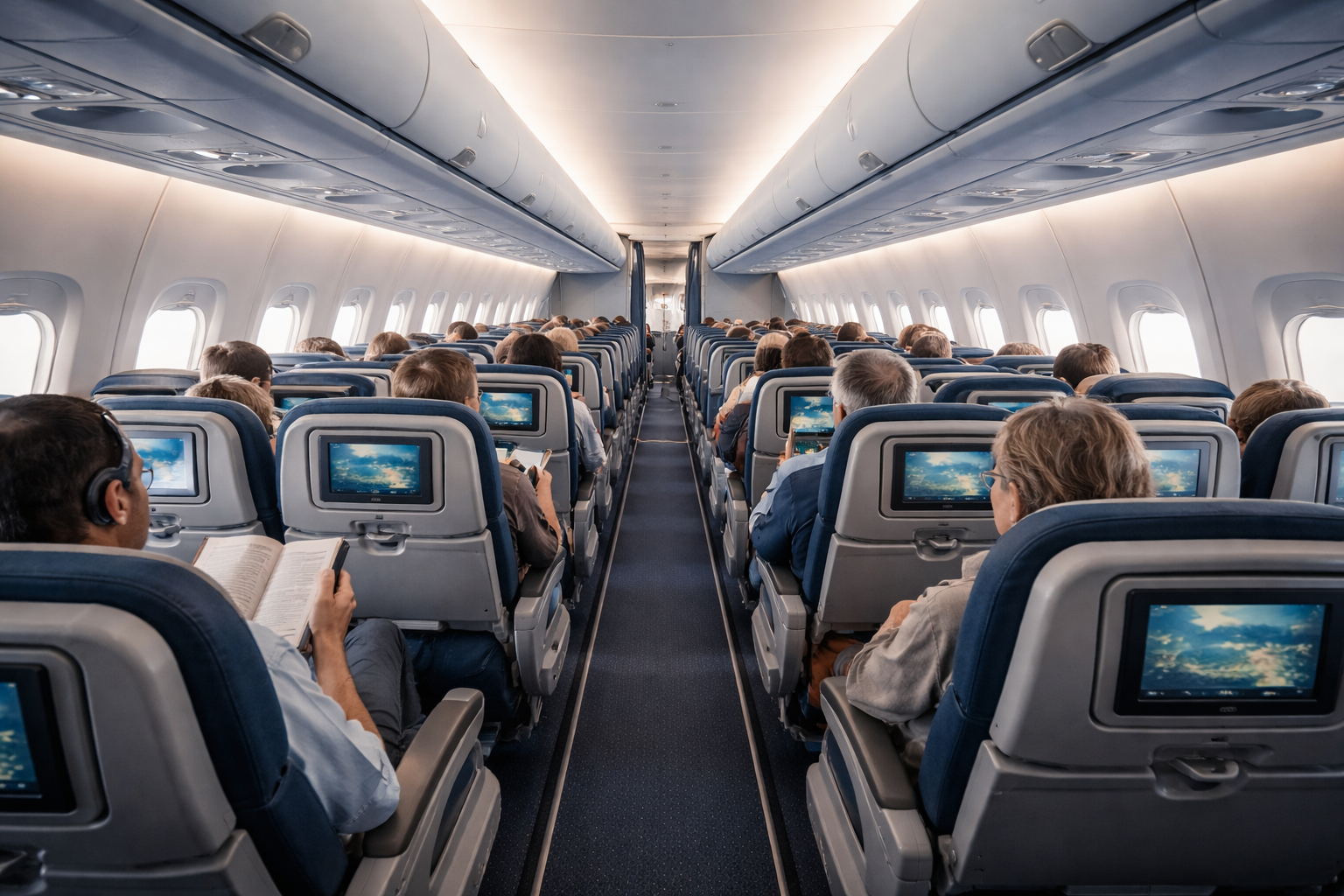 Airplane cabin cruising altitude with stable air circulation system