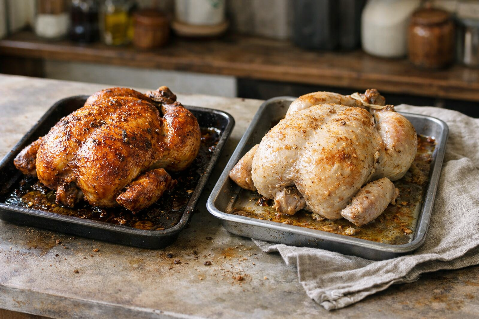 comparison of roasted chicken convection vs regular oven results