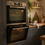 modern kitchen with built-in double oven in home setting