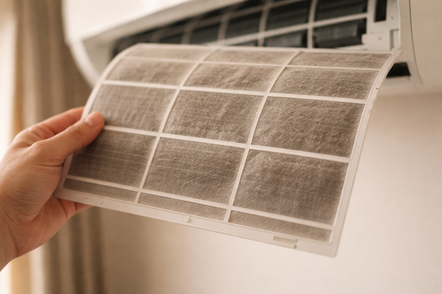 dirty air conditioner filter causing airflow issues and reduced cooling