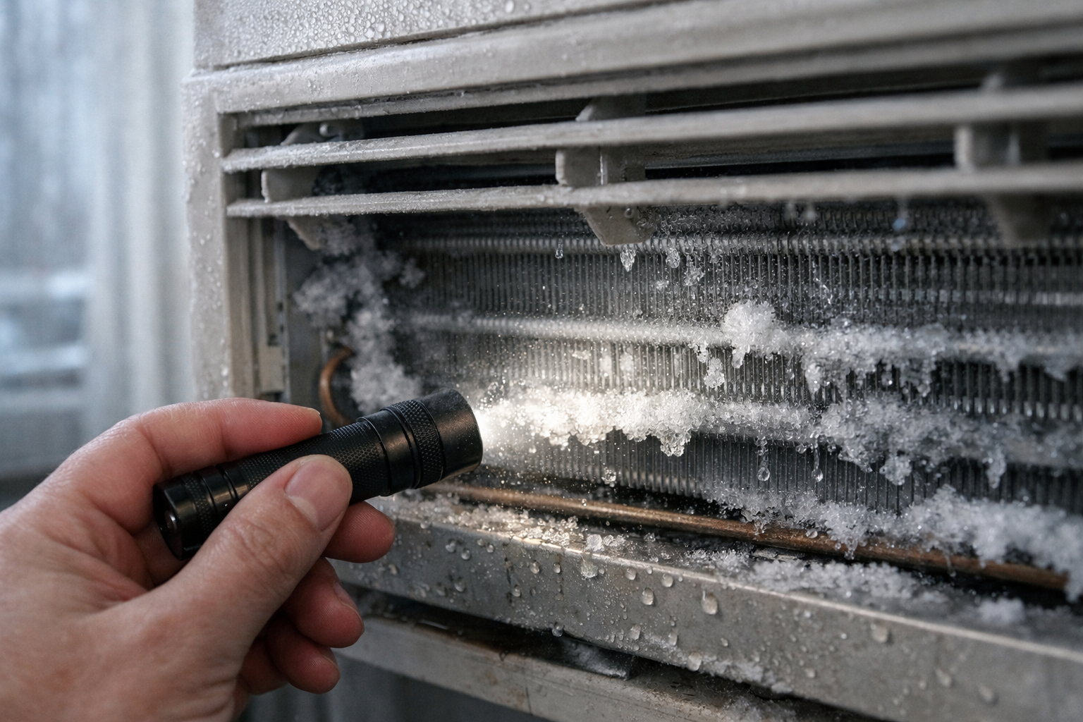 frost and condensation inside window air conditioner winter damage