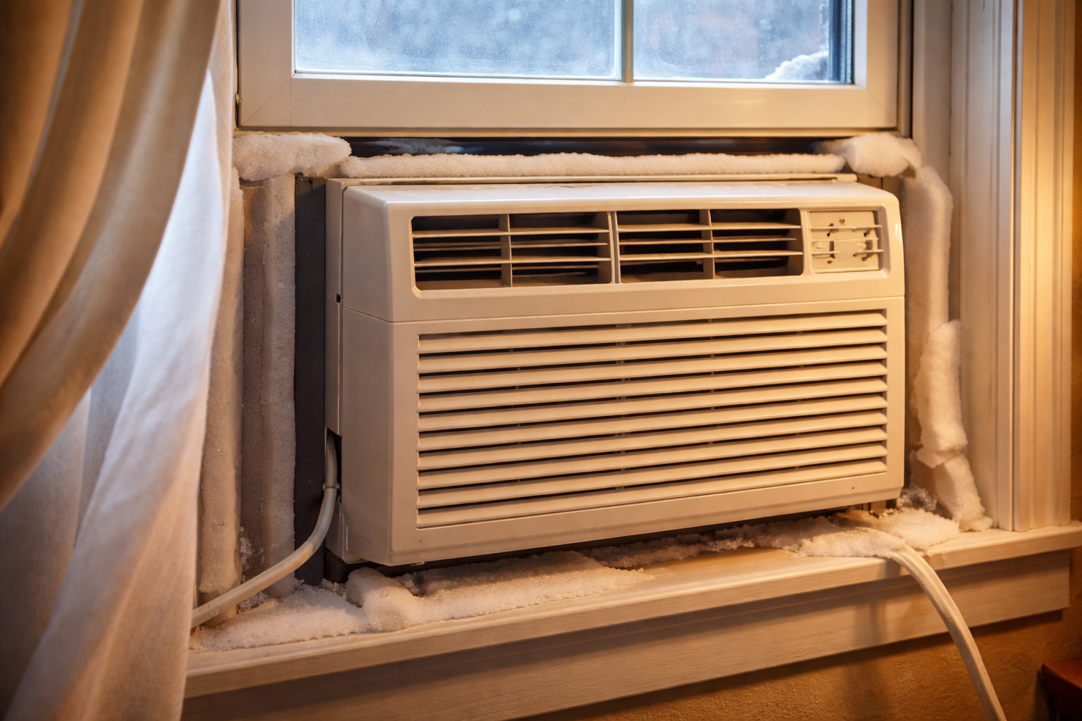 window ac insulation gaps causing cold air leakage winter