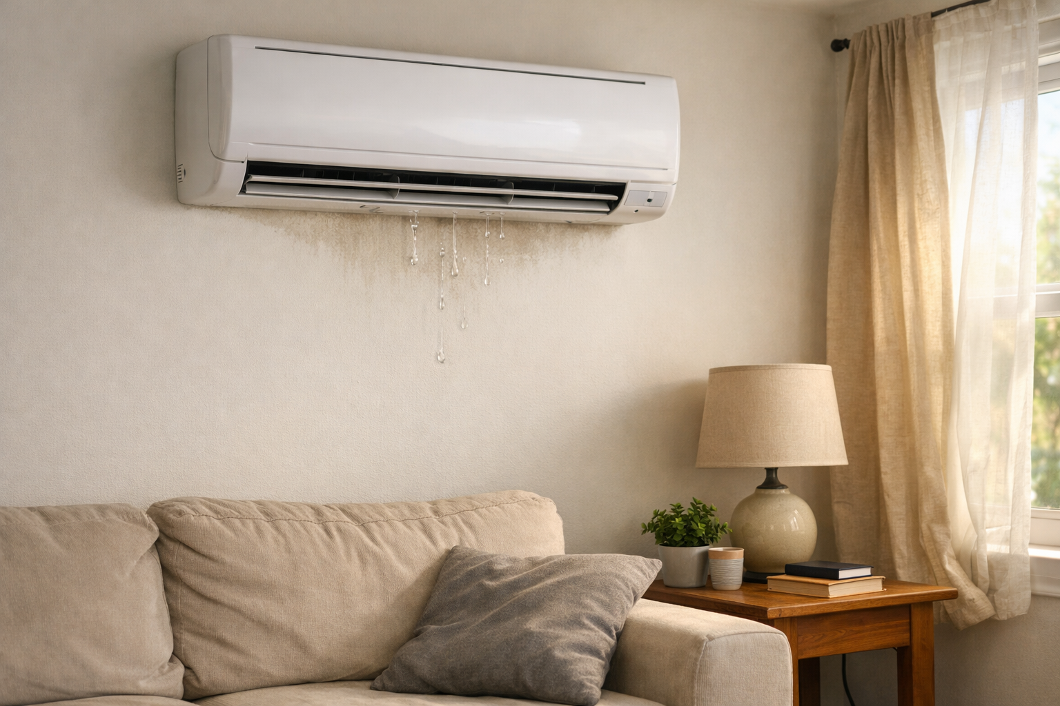 air conditioner leaking water from indoor unit in home setting