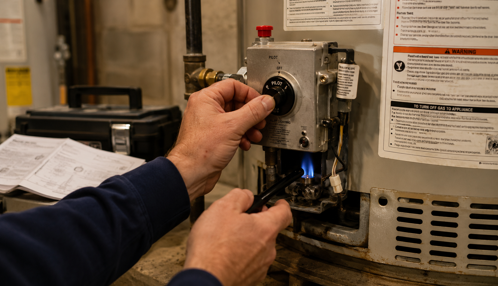 Safely relighting pilot light on household gas water heater