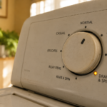 Washing machine control dial turned to drain and spin cycle setting