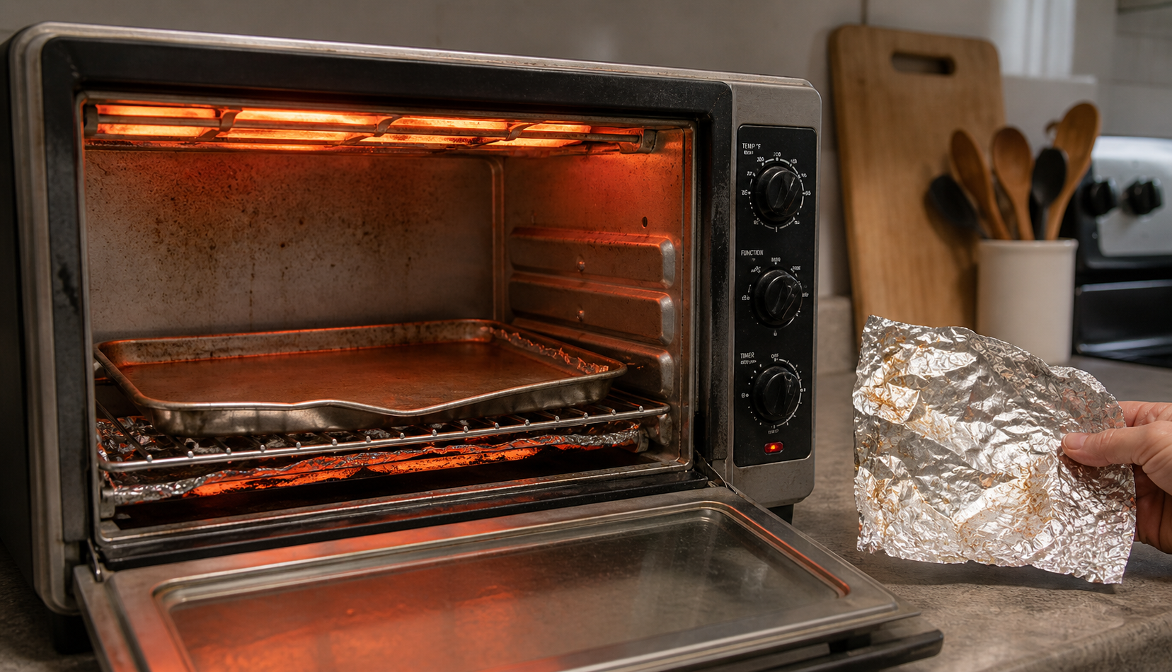 toaster oven heat damage caused by improper foil use