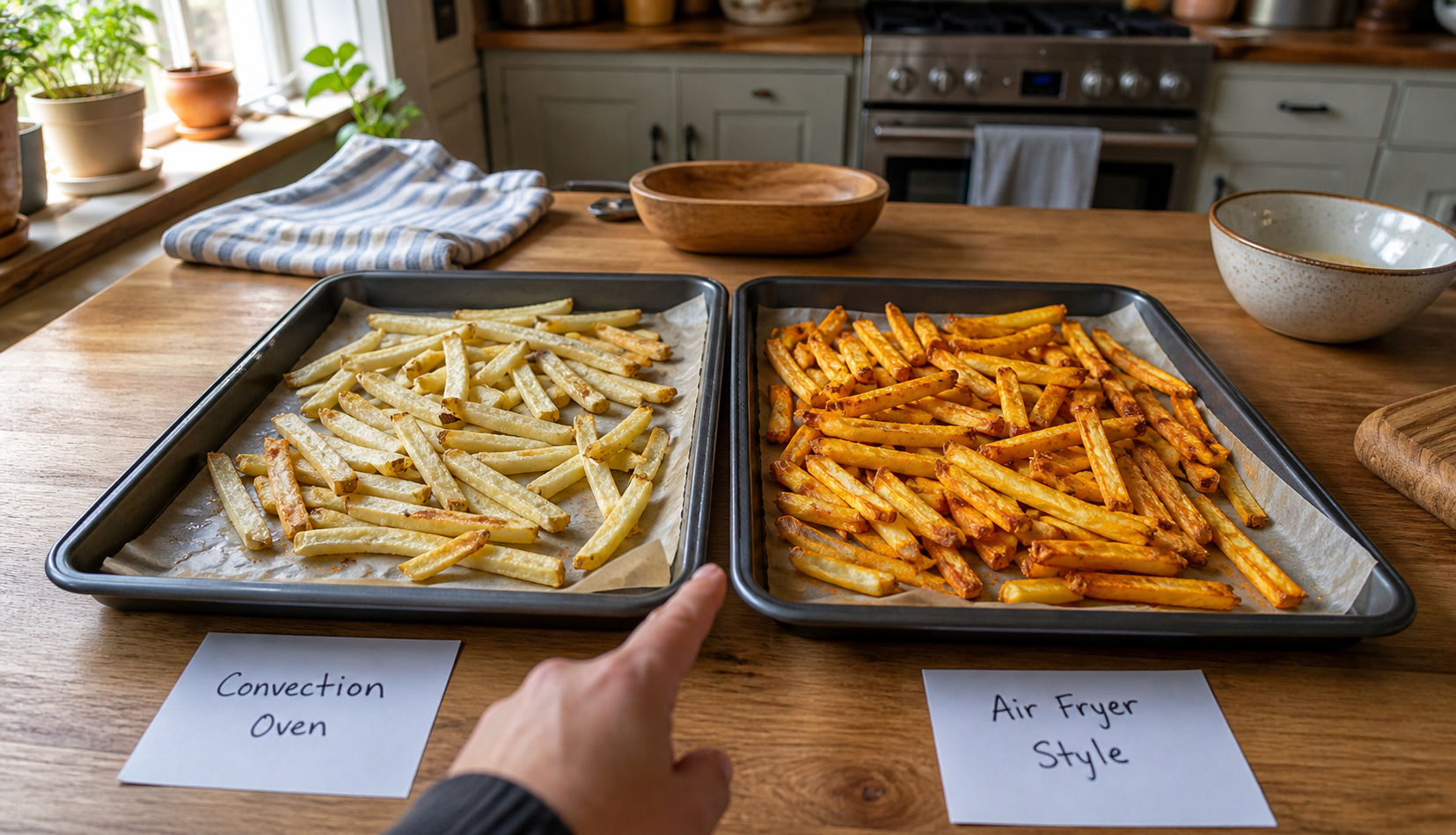 convection oven fries compared with air fryer results