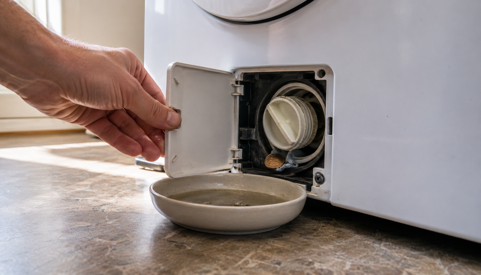 ChatGPT Image Jun 2, 2026, 07_40_30 AM Hand opening washing machine drain pump filter with blocked debris visible inside