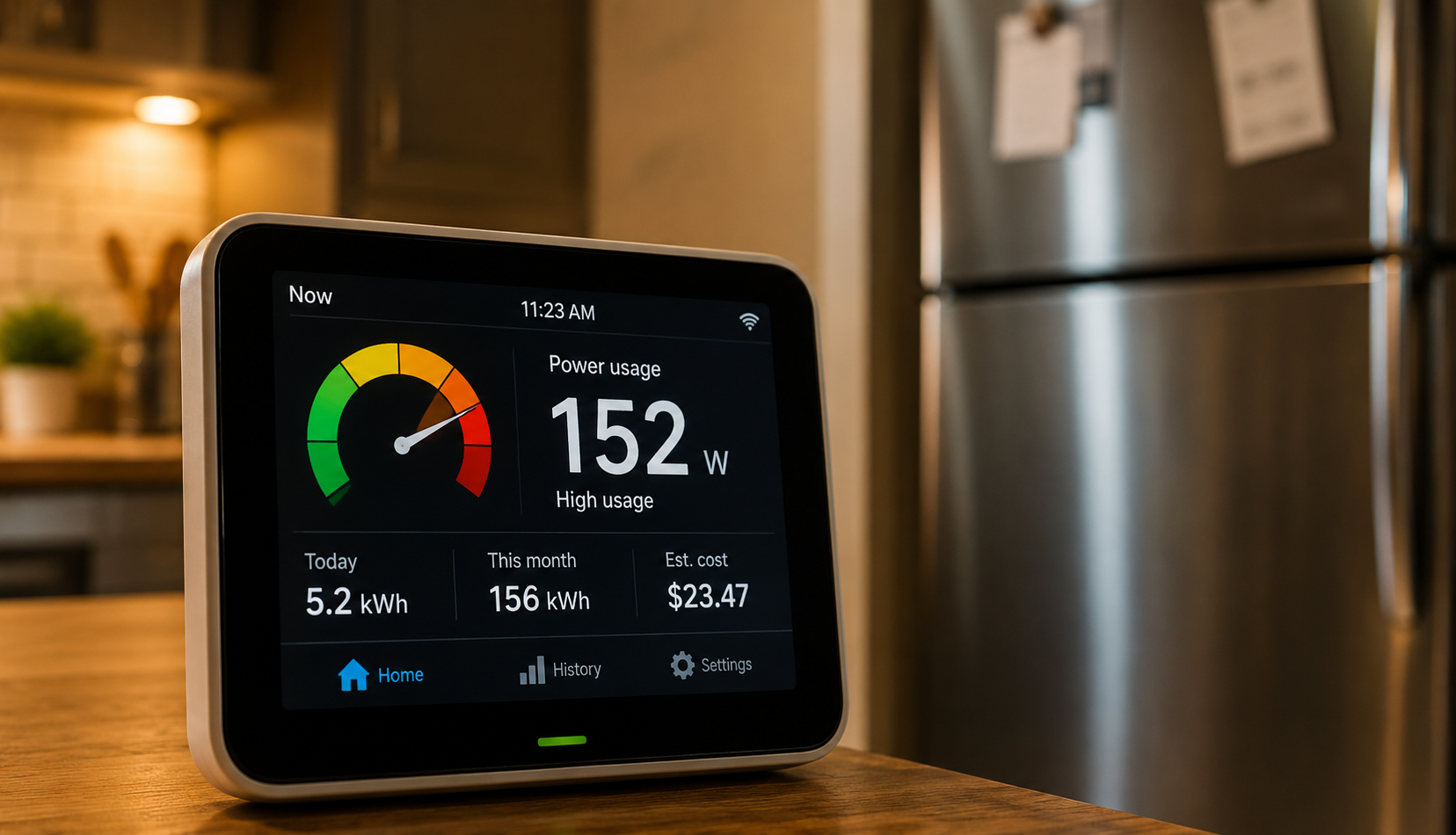 ChatGPT Image Jun 20, 2026, 07_02_38 PM energy monitor near refrigerator showing increased power usage