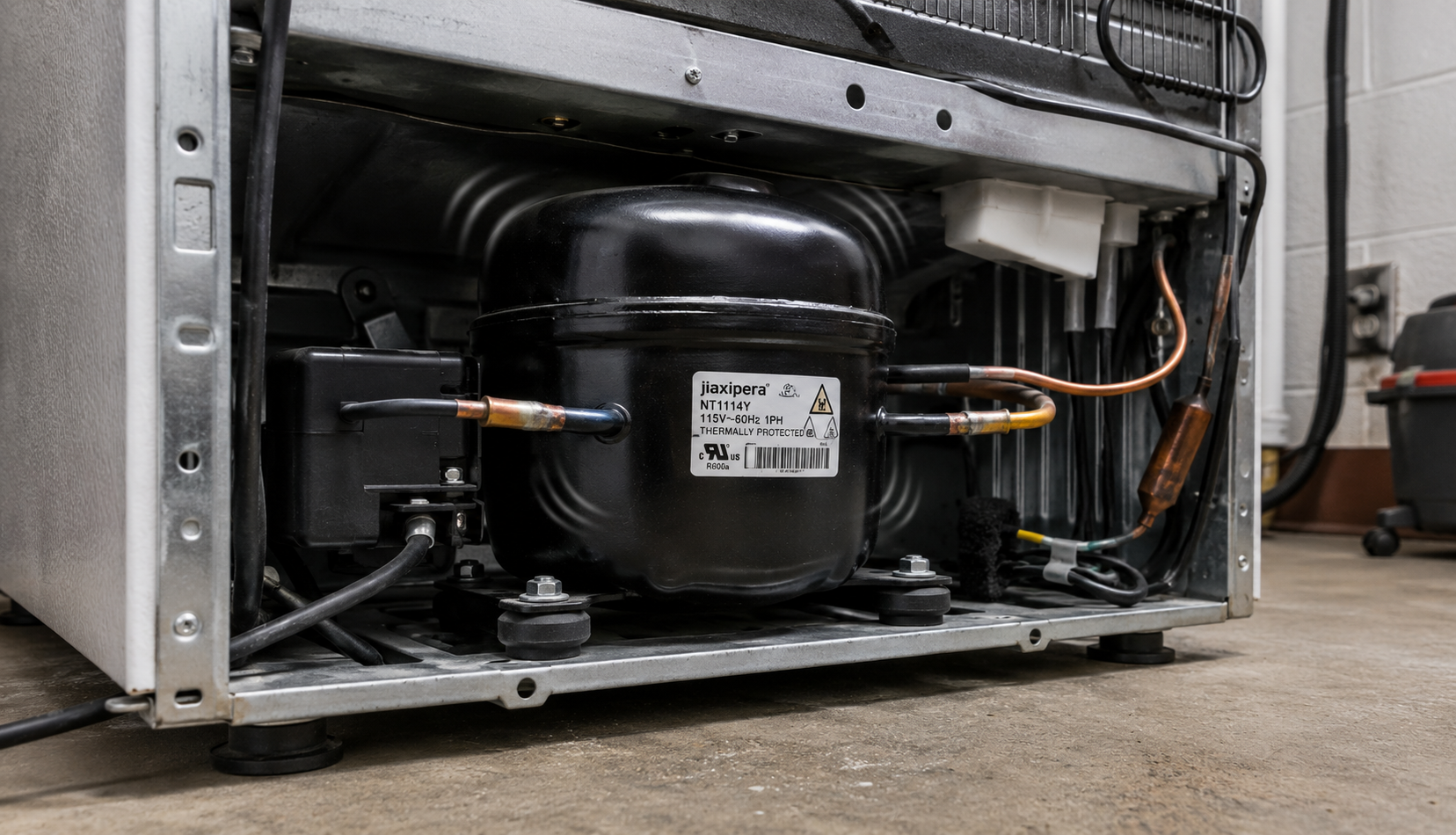 ChatGPT Image Jun 21, 2026, 04_52_10 AM refrigerator compressor running at back bottom of appliance