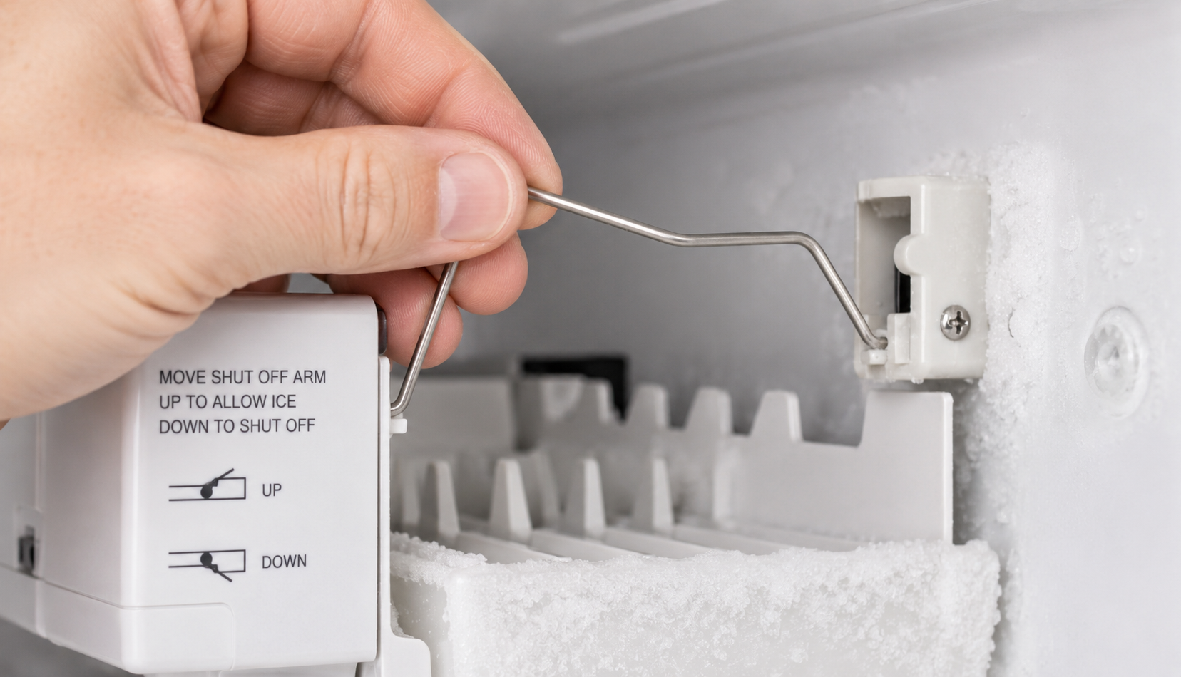 ChatGPT Image Jun 21, 2026, 05_34_46 AM hand checking refrigerator ice maker shutoff arm position