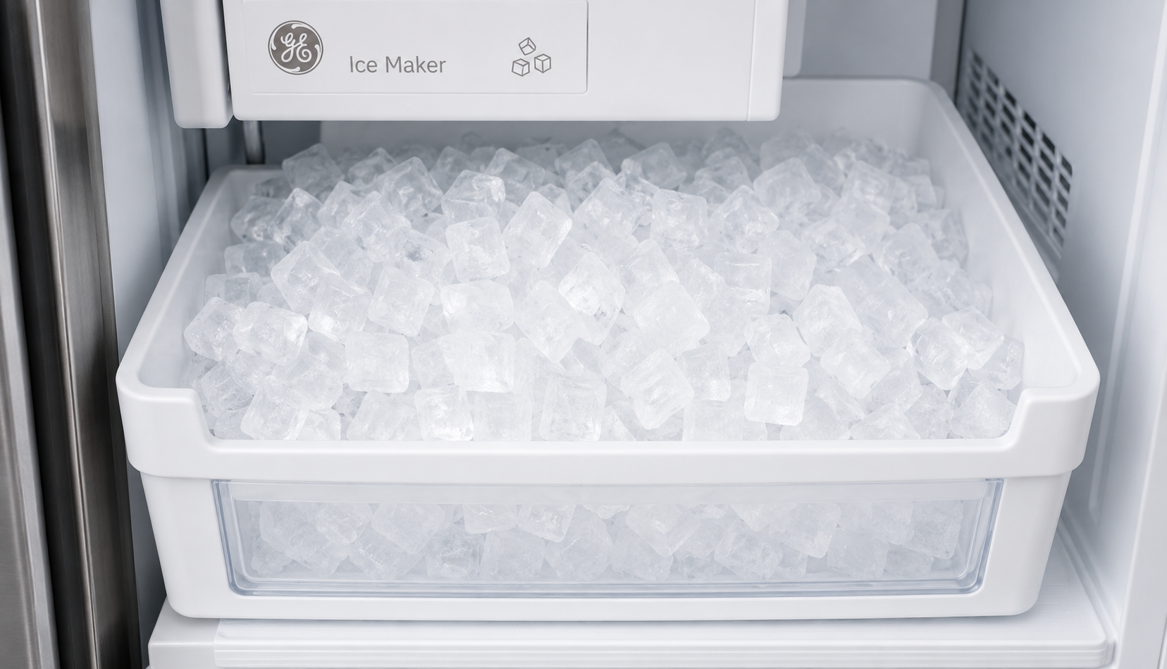 ChatGPT Image Jun 21, 2026, 06_54_57 PM GE refrigerator ice bin filled with fresh ice after repair