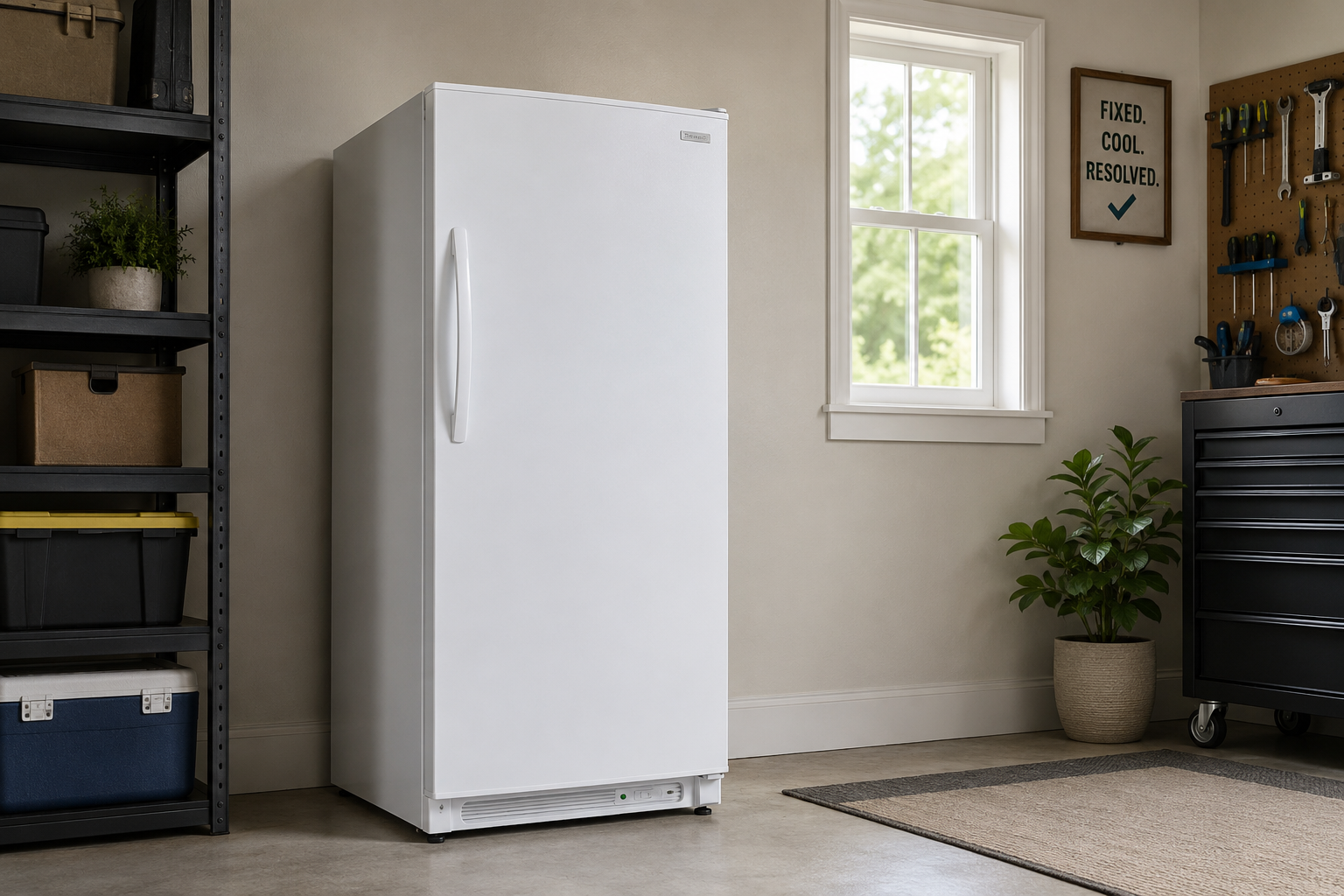 ChatGPT Image Jun 23, 2026, 07_09_09 PM standalone freezer running properly in clean garage
