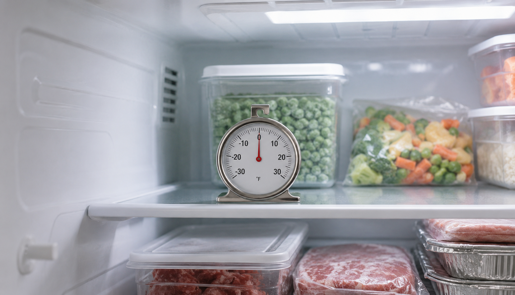 freezer thermometer showing correct 0 degree reading after fix
