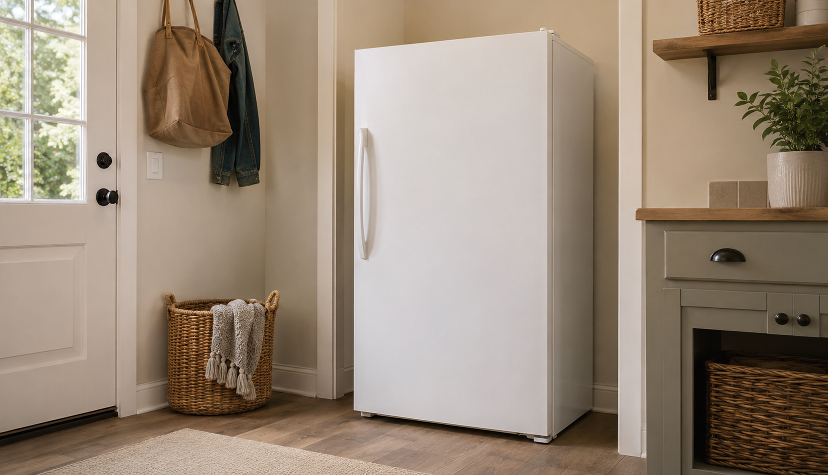 freezer door sealed properly in clean tidy kitchen