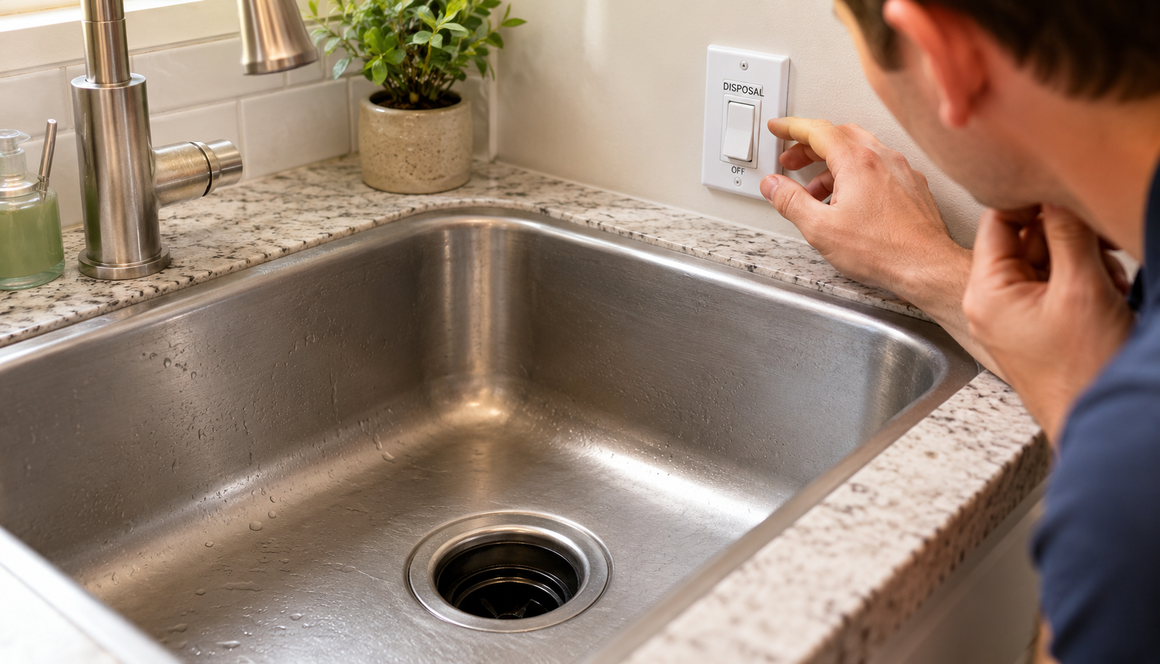 kitchen sink with garbage disposal switch before troubleshooting