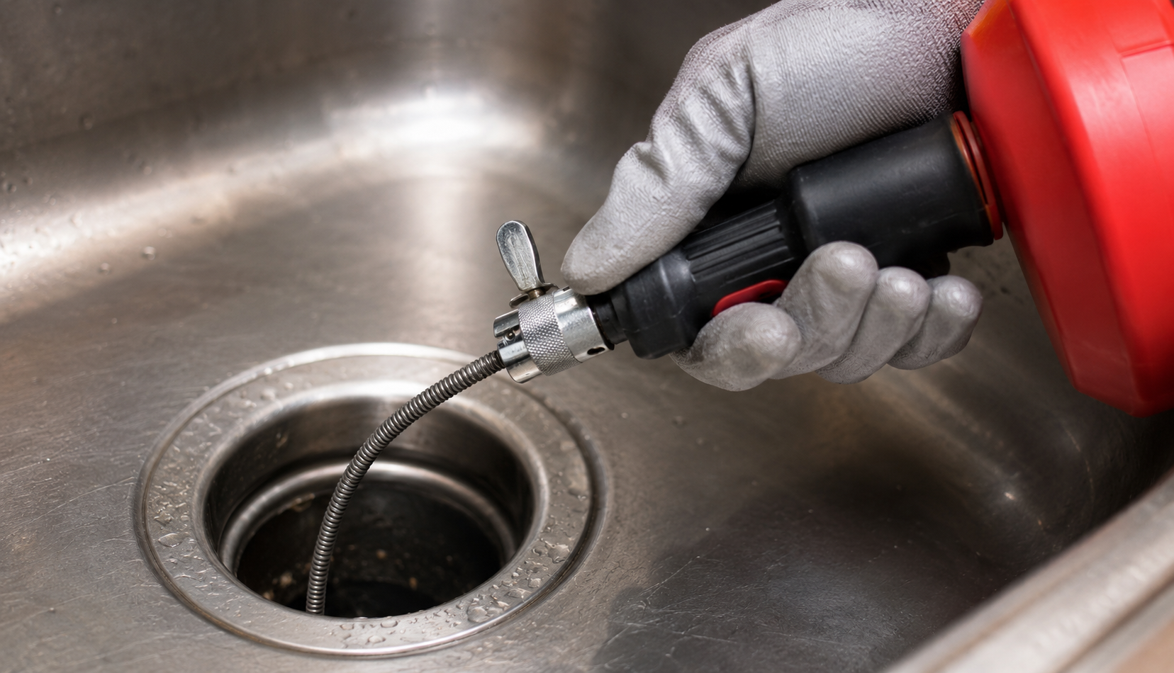 ChatGPT Image Jun 28, 2026, 04_14_22 PM Hand using drain snake tool to unclog garbage disposal drain