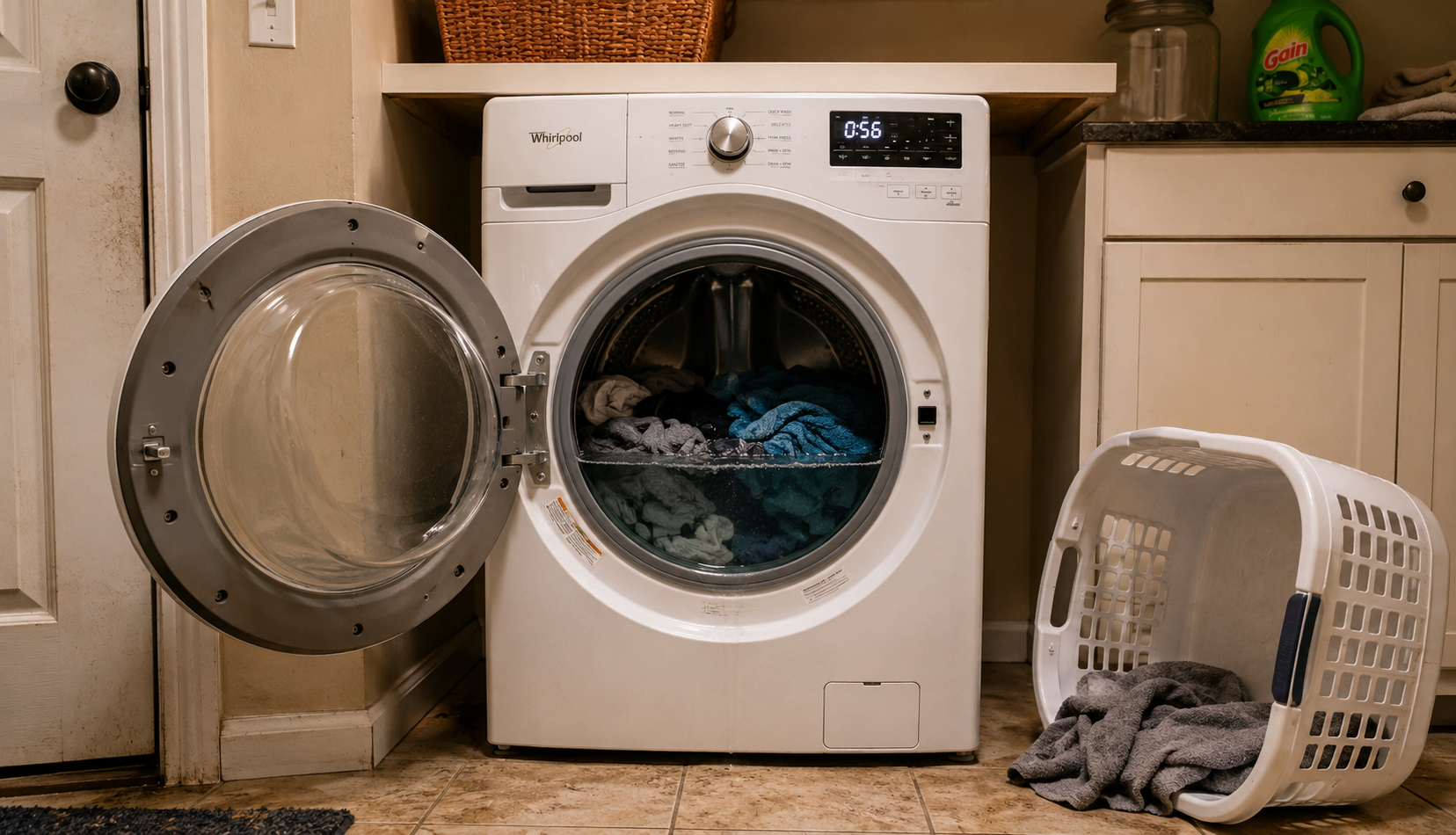 ChatGPT Image Jun 3, 2026, 01_56_11 AM Front load washing machine door open with standing water and wet clothes inside