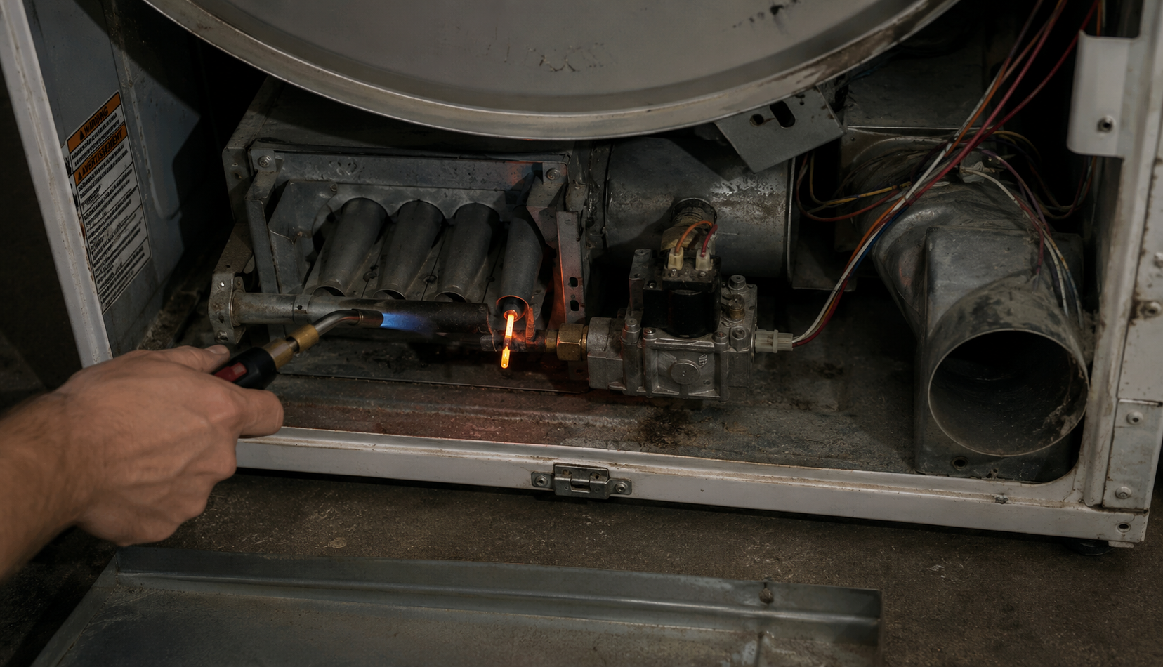 Gas dryer burner assembly with igniter glowing during diagnostic check