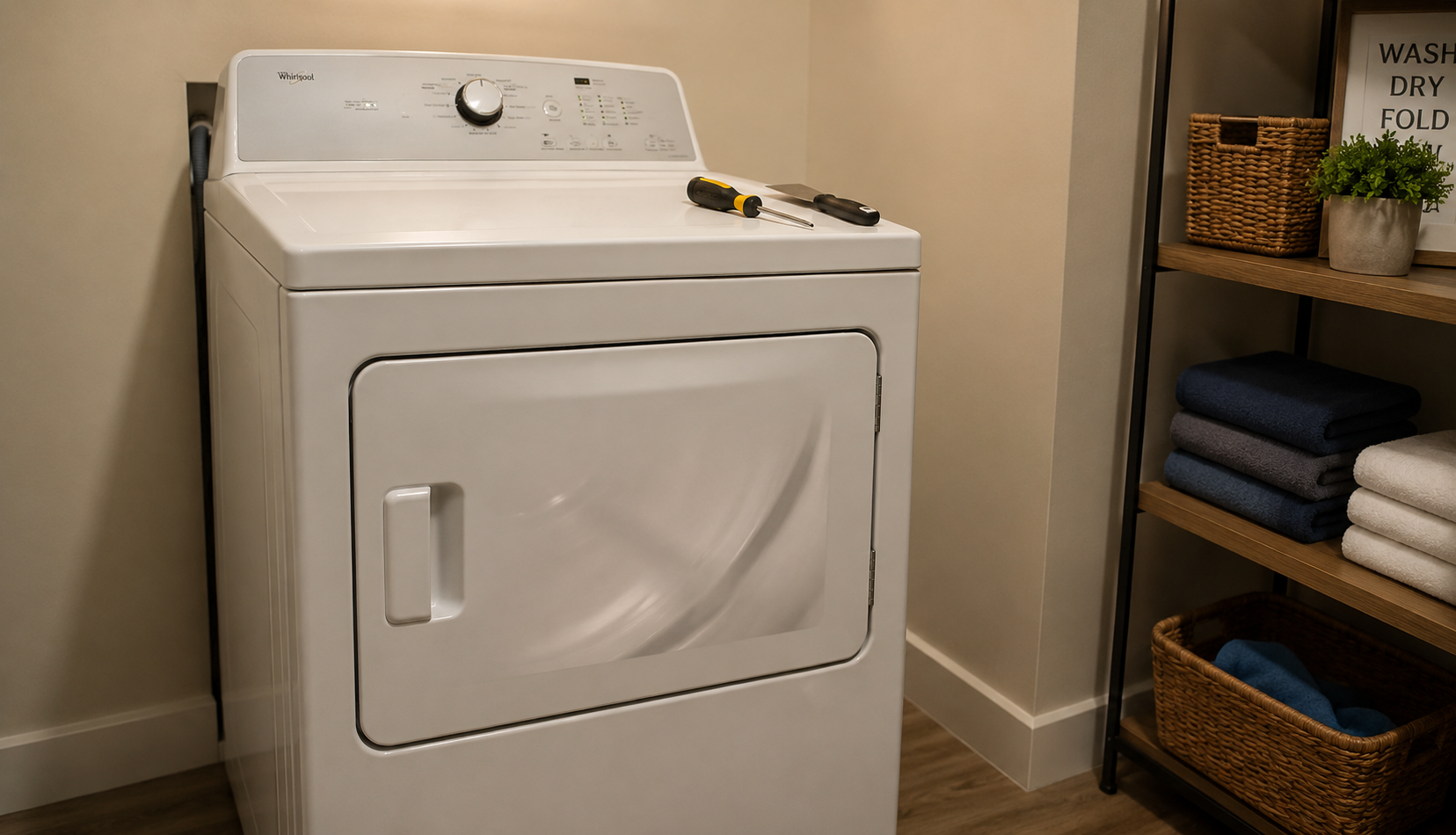 ChatGPT Image Jun 7, 2026, 07_25_06 PM Fully reassembled dryer running after successful belt replacement repair