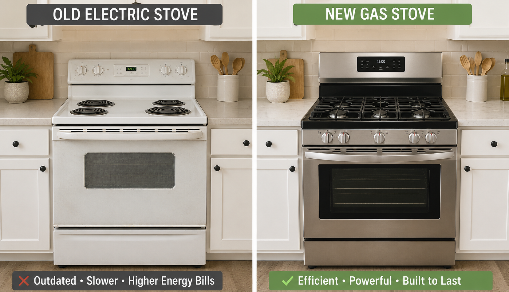 ChatGPT Image Jul 11, 2026, 10_29_30 PM Old electric stove compared to new modern gas stove replacement