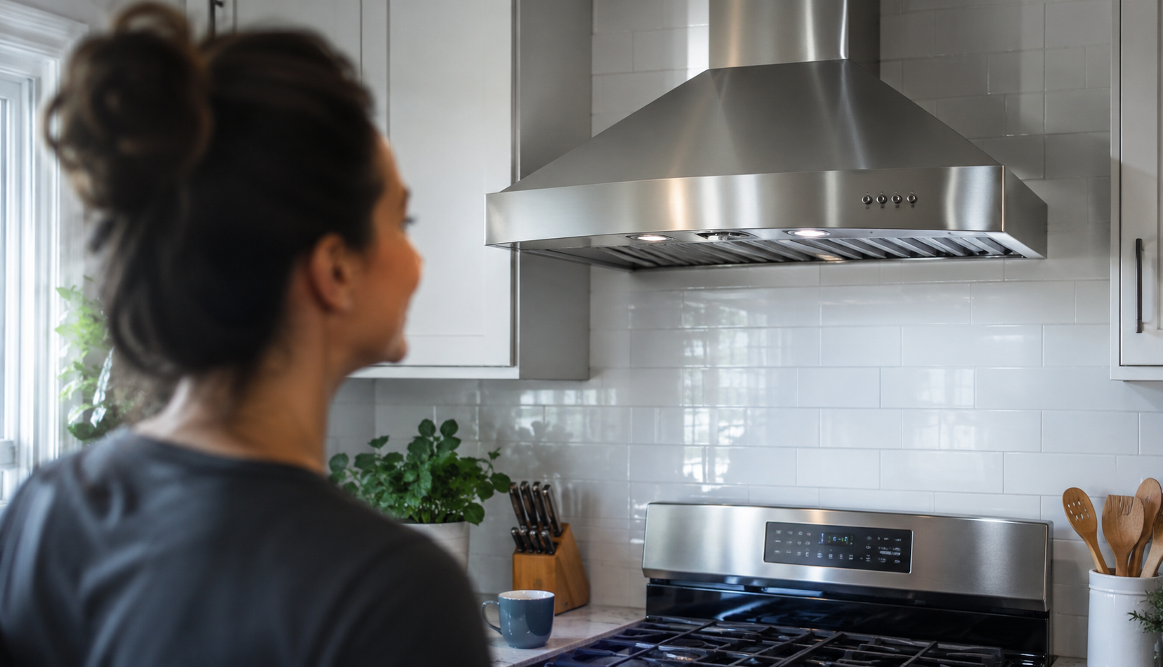 ChatGPT Image Jul 15, 2026, 11_01_04 PM Person admiring clean stainless steel range hood after cleaning