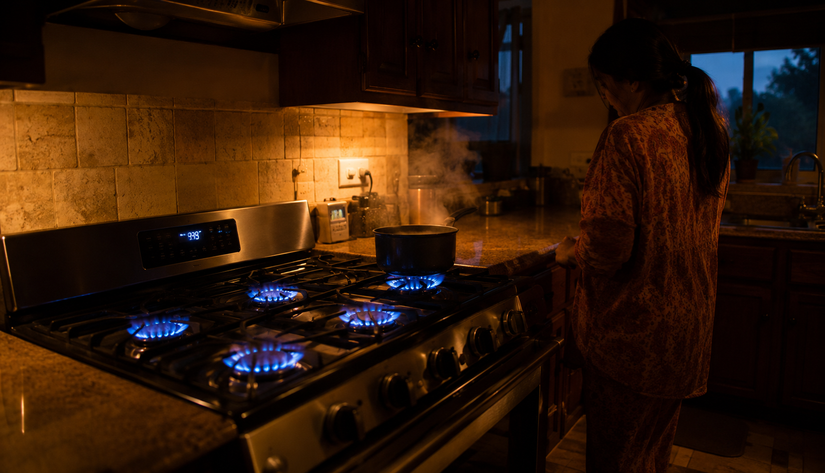 ChatGPT Image Jul 26, 2026, 10_29_41 PM Whirlpool gas range with all burners lit and working properly