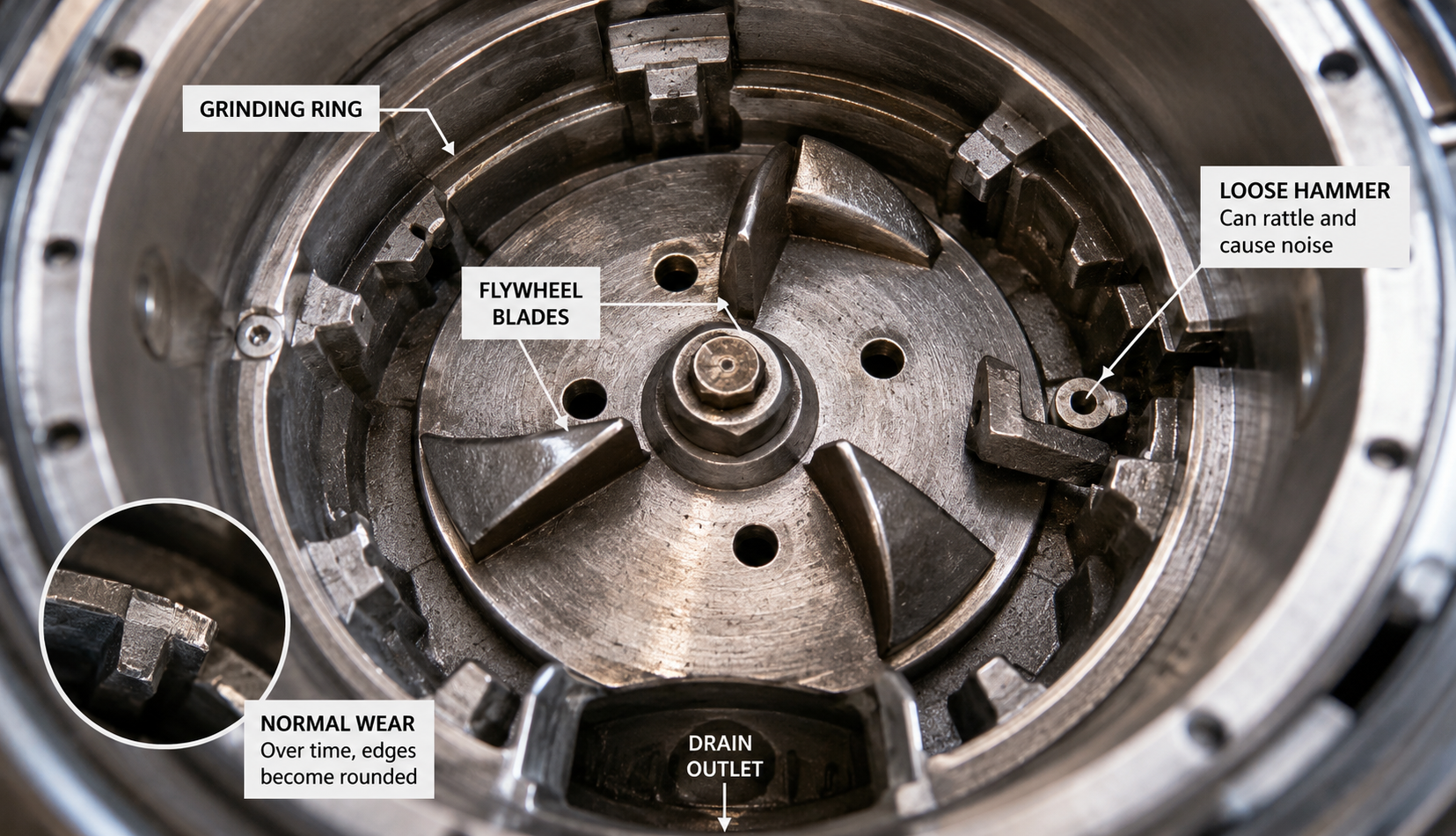 Jul 3, 2026, 03_02_07 PM Internal garbage disposal grinding chamber and flywheel mechanics showing potential damage