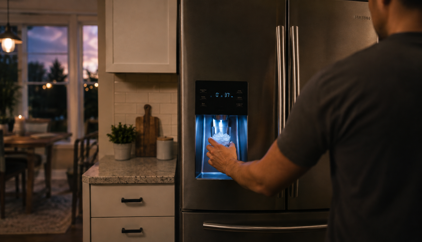 ChatGPT Image Aug 1, 2026, 02_54_10 AM Fresh ice dispensing from a repaired Samsung refrigerator