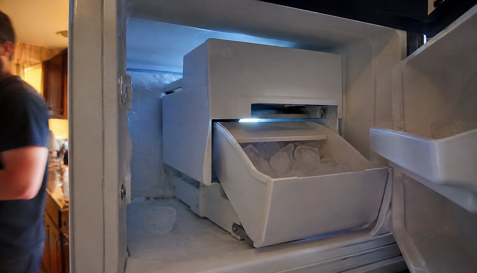 ChatGPT Image Aug 12, 2026, 10_22_18 PM Freshly filled ice bin after replacing a Whirlpool ice maker