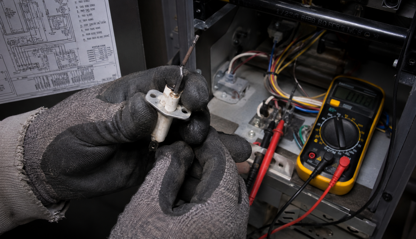 ChatGPT Image Aug 19, 2026, 01_54_43 AM Technician holding furnace igniter part during diagnostic repair visit