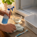 Gathering supplies to clean a Frigidaire ice maker