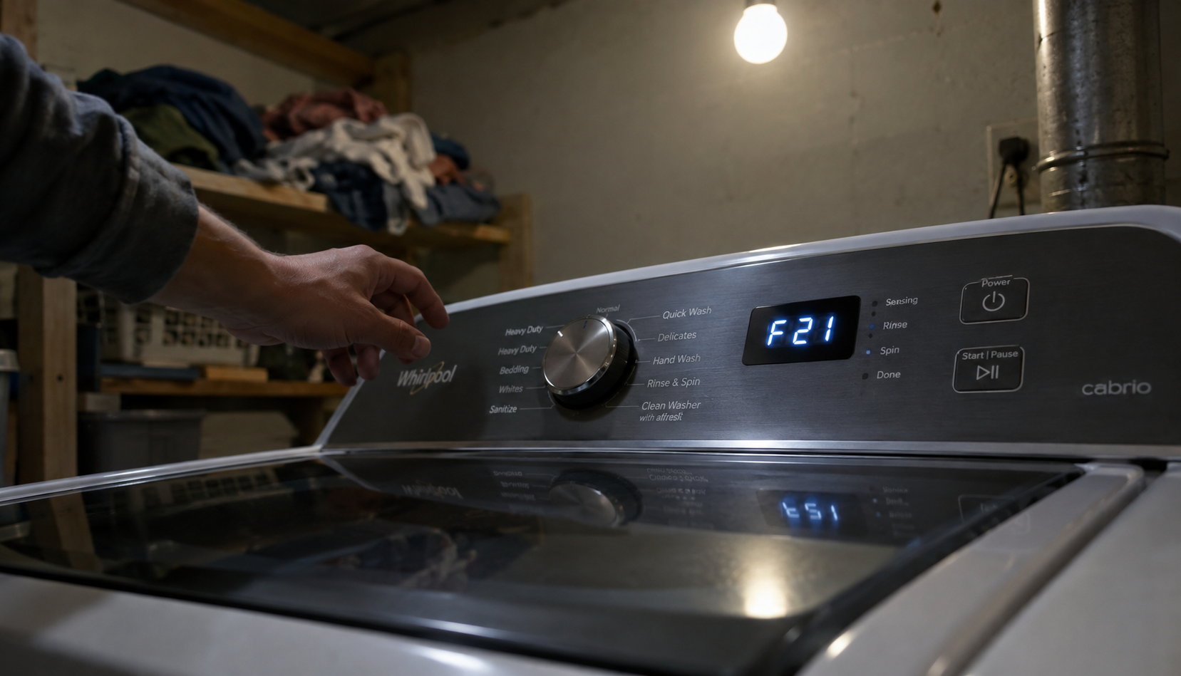 ChatGPT Image Sep 16, 2026, 09_34_54 AM Whirlpool washer display showing F21 error code