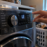 LG washer control panel displaying the LE error code