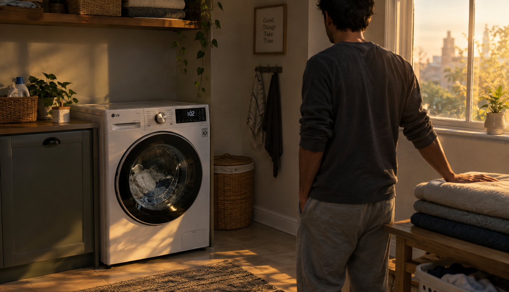 ChatGPT Image Sep 27, 2026, 09_18_01 PM LG washer running normally after fixing the LE error code