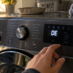 LG washer control panel displaying the OE error code