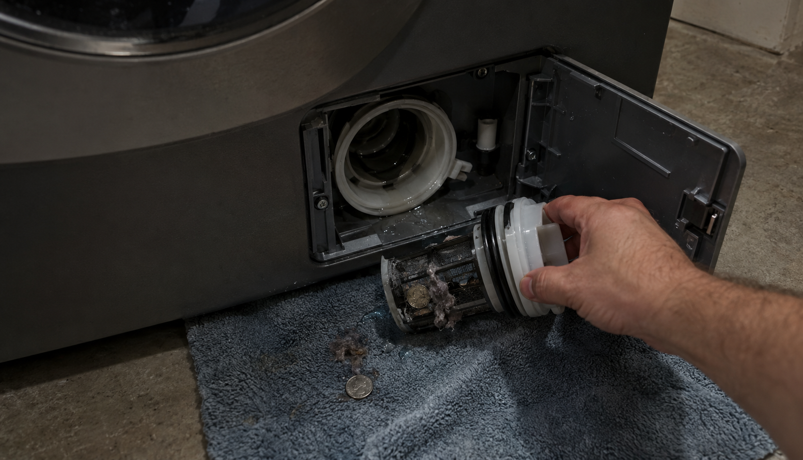 Washing Machine Drain Filter Cleaning Cleaning the drain pump filter on a Whirlpool Duet washer
